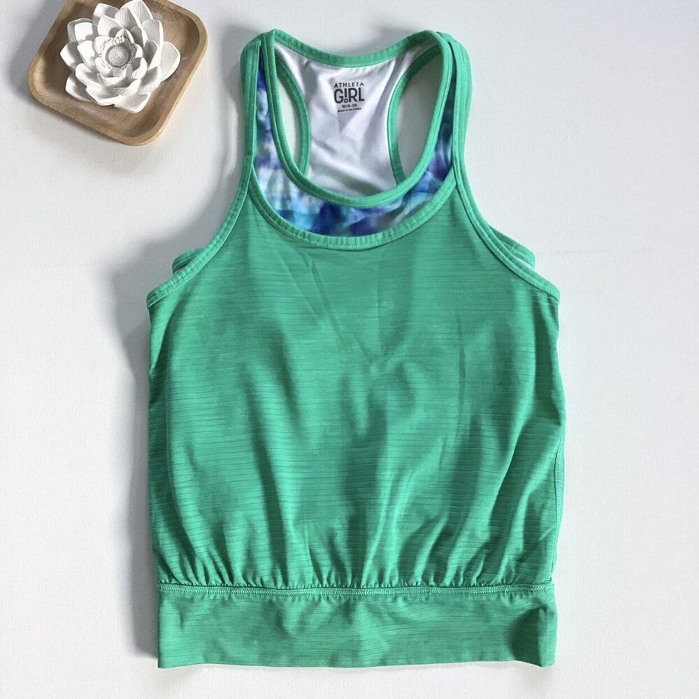Athleta Girl Green Layered Tank Top